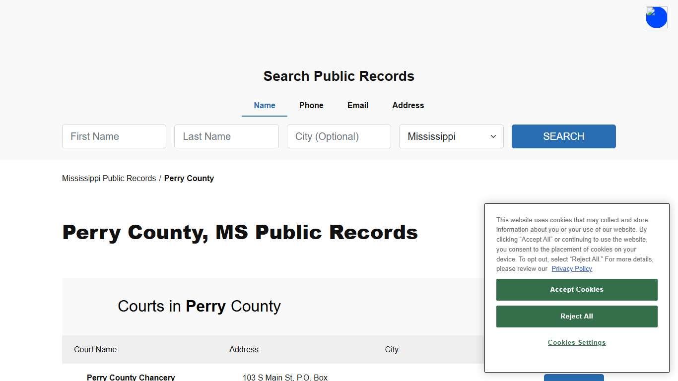 Perry County, MS Public Court, Arrest and Inmate Records - ThePublicIndex